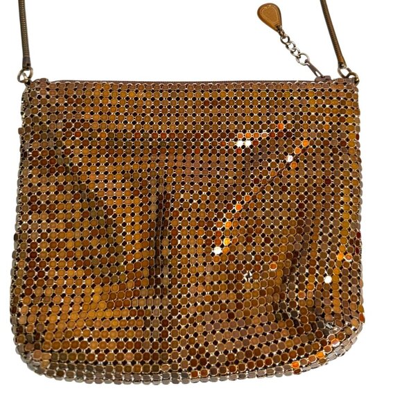 Womens Vintage Gold Mesh Evening Crossbody Purse – Made in Hong Kong Cocktail - Picture 2 of 9